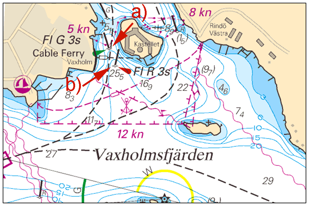 2016-05-19 8 Nr 599 Norra Östersjön * 11181 Sjökort: 6142 Sverige. Norra Östersjön. Vaxholm. Kastellet. Linfärjeleden. Utmärkning.