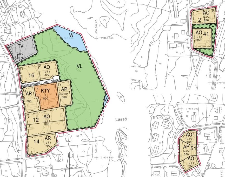 1-18 Tomterna i kvarter 16 har förstorats norrut. I kvarter 17 har det planlagts en separat tomt (TV) för det gamla fähuset. Fähuset har även angetts med s-beteckning och byggrätten har justerats.