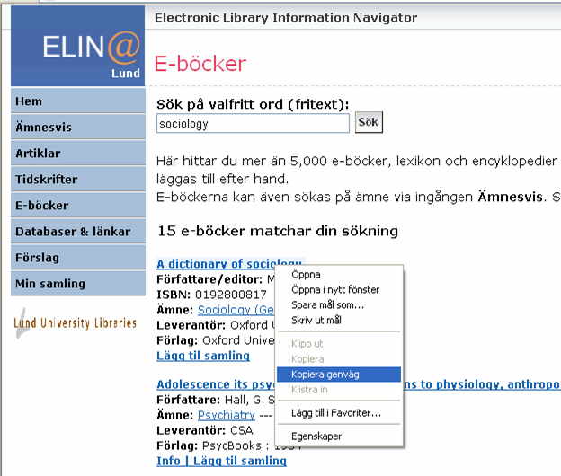 dess licensierade resurser är IP-baserad. Åtkomst från datorer utanför campus kräver därför inloggning med antingen StiL- (studenter) eller LUCAT-identitet (anställda).