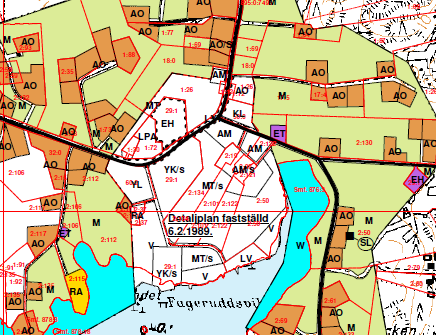 1-13 Bild 6. Utdrag ur Fagernäs delgeneralplan från 2002. Kvarnbacken detaljplan angett som vitt område i mitten. 3.2.1.4 Gällande detaljplan Planläggningsområdet berörs från tidigare av följande detaljplaner: Kvarnbacken detaljplan.