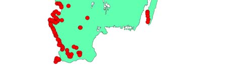 Fig. 2. Indexlokalernas geografiska läge i September 211/12 (vänster) och januari 212/13 (höger).