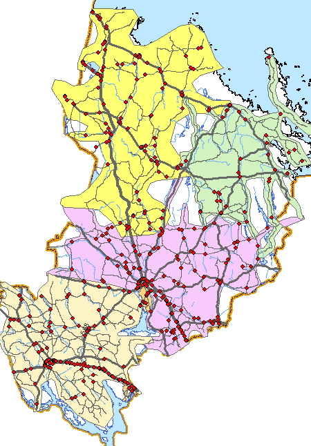 3. Resultat 3.1 Uppsala 24-27 I Bropaket Uppsala län ingår fyra driftområden: Driftområde Tierp, Driftområde Östhammar, Driftområde Enköping och Driftområde Uppsala, se Figur 3.1. Antalet broar som ingår i bropaketet är cirka 4 st.