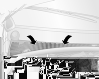 98 Klimatreglering Underhåll Luftintag Luftintaget framför vindrutan i motorrummet måste hållas rent så att luft kan komma in. Ta bort löv, smuts och snö.