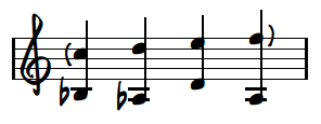 STAGE 2 Det slutade med G > tritonus + 3 = E, därför kan vi börja om och utgå från C > tritonus +4. Man skulle därför kunna kalla första ackordföljden för Stage 1 och nästa för Stage 2.