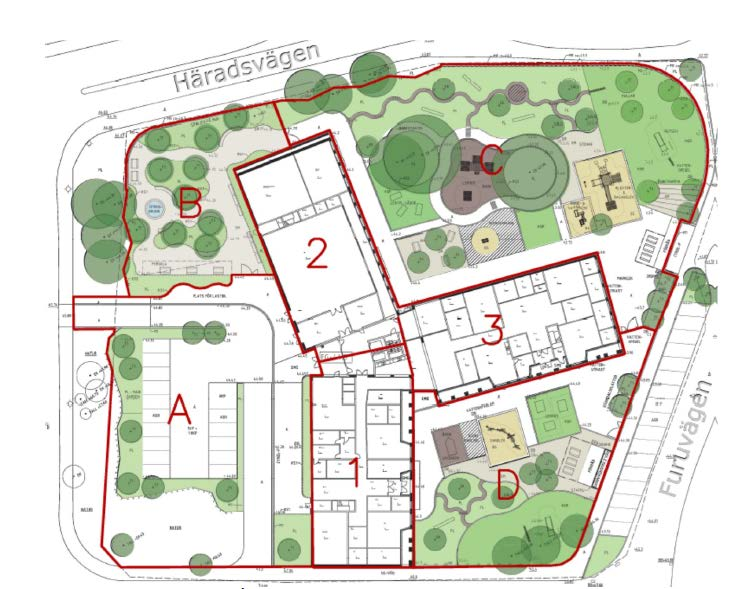 KOMMUNSTYRELSENS FÖRVALTNING KS-2013/1139 SBU 2015-35 Delområden och takytor för beräkningar, utifrån utbyggnadsförslag. Karta ur dagvattenutredningen, dock har bl.a. markplanering uppdaterats Ett nollaternativ dvs.