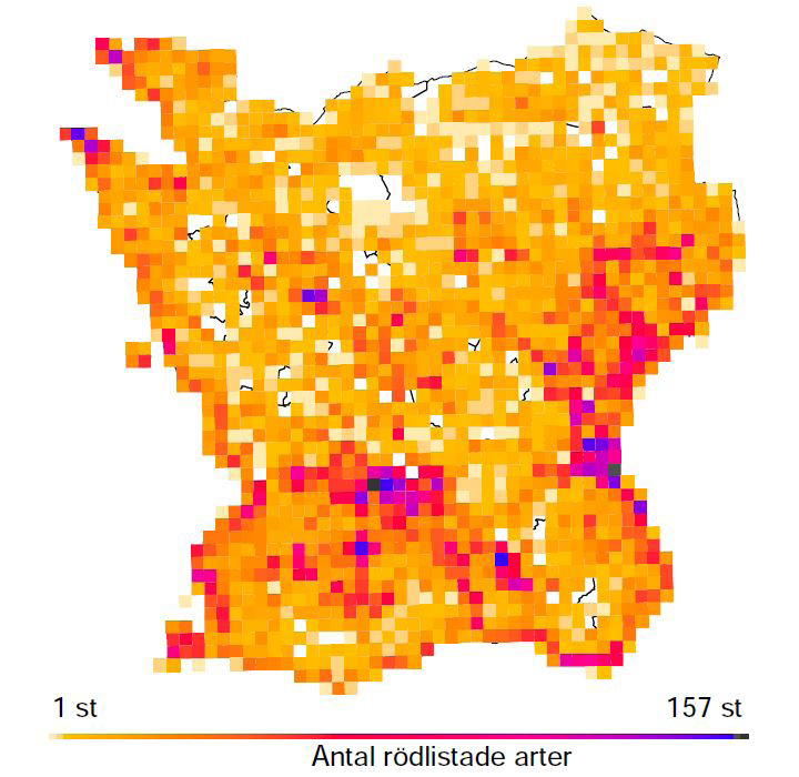 22 Artpoolsanalys Ytterligare ett sätt att peka ut värdetrakter är att utgå från förekomsten av rödlistade arter.