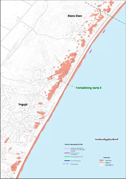 SGI 2008-12-05 1-0804-0273 Figur 7-1. Områden vid Stora Eken och Yngsjö med förutsättningar/faror för naturolyckor.