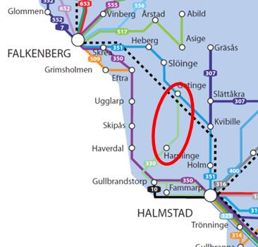 Hallandstrafiken konstaterar att resandet sträckan Getinge-Harplinge överlag är mycket lågt. Flest påstigande har tur 6:53 från Getinge med i snitt 6,4 påstigande per vardag.