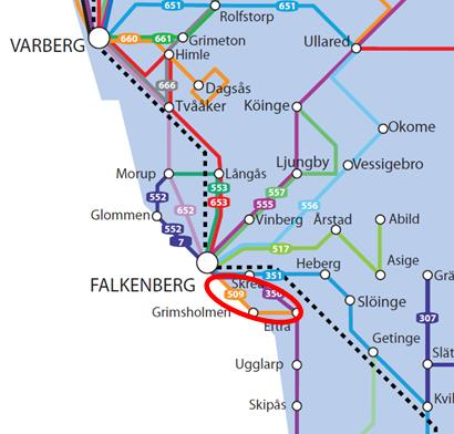 Resandet på linjerna är överlag mycket lågt. Det är framförallt avgång 07:10 från Eftra som har en betydande resmängd, ca 24 påstigande, mestadels grundskoleelever.