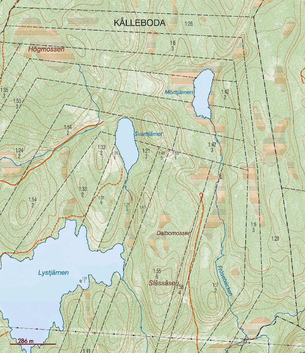 V N S Ö SKOGSKARTA Fatighet: Kålleboda 1:28 Föramling: Kommun: Sillerud Årjäng Län: Värmland län Upprättad år: 2011 Planläggare: Göran Klartröm Utkriftdatum: 2011-04-06 4 1 S2 3 24 S2 5 2 S3 z 6 7 S1