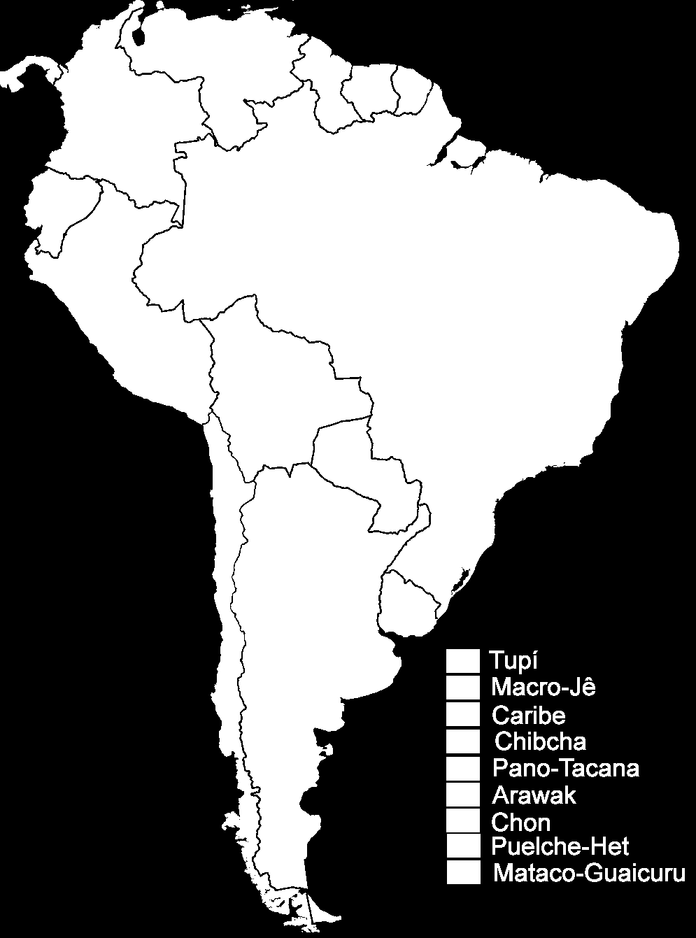 Språken i Sydamerika "SouthAmerican families" by Davius - Own work.