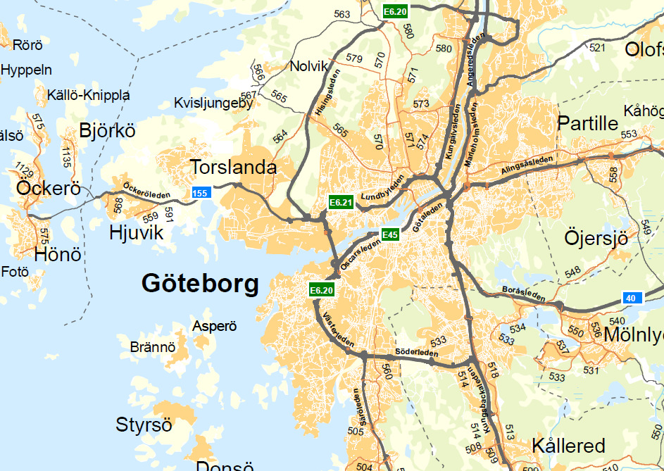 Initiala åtgärder in mot Göteborg Busskörfält 2009; 36 km 2013; 91 km Busskörfält i båda