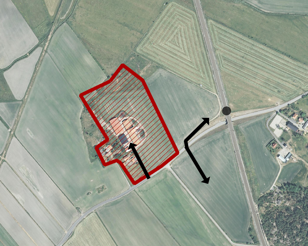 BEBYGGELSEOMRÅDEN 1. Skantzes Ängar Underlag till kommande planering Den befintliga entrén som idag finns i cirkulationen Ölmanäs ringväg/kläppavägen föreslås flyttas norrut.