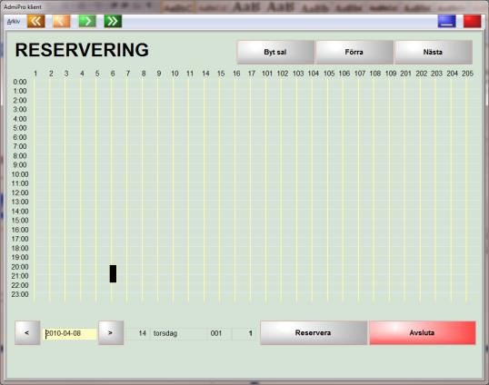 Användarmanual för restaurang 18 3) Karta över dagens bokningar visas: Svart område visar att bordet är reserverat.
