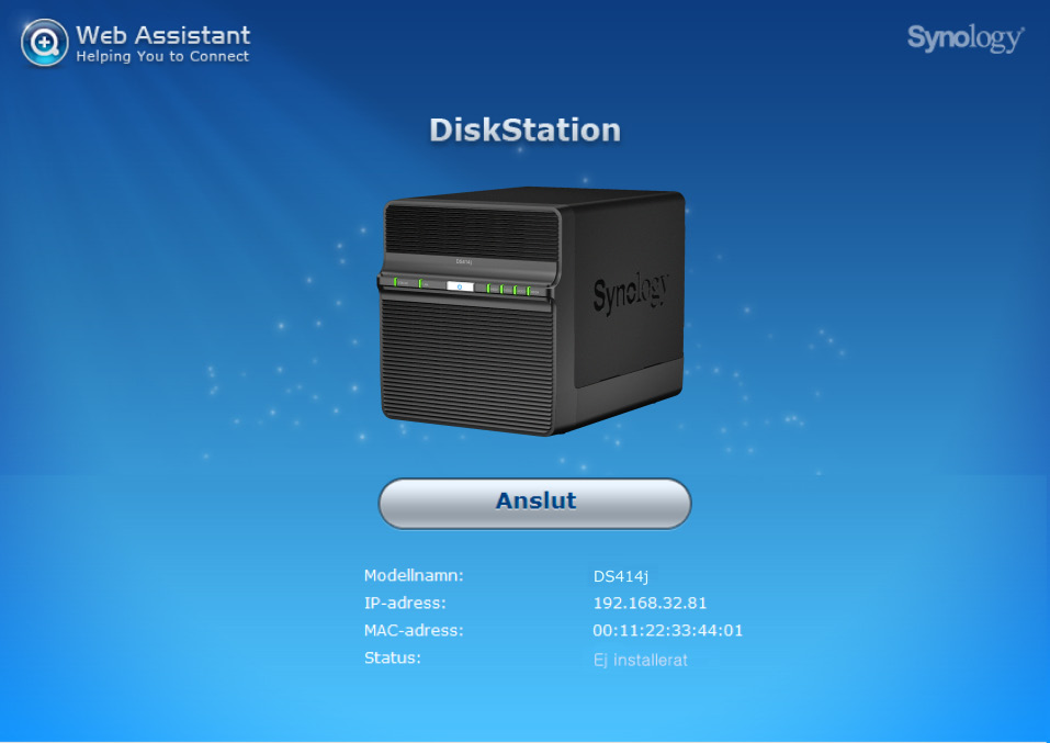 Kapitel Installera DSM på DiskStation Kapitel 3: 3 Efter att installationen av hårdvara är färdig, vänligen installera DiskStation Manager (DSM) - ett webbläsarbaserat operativsystem, speciellt