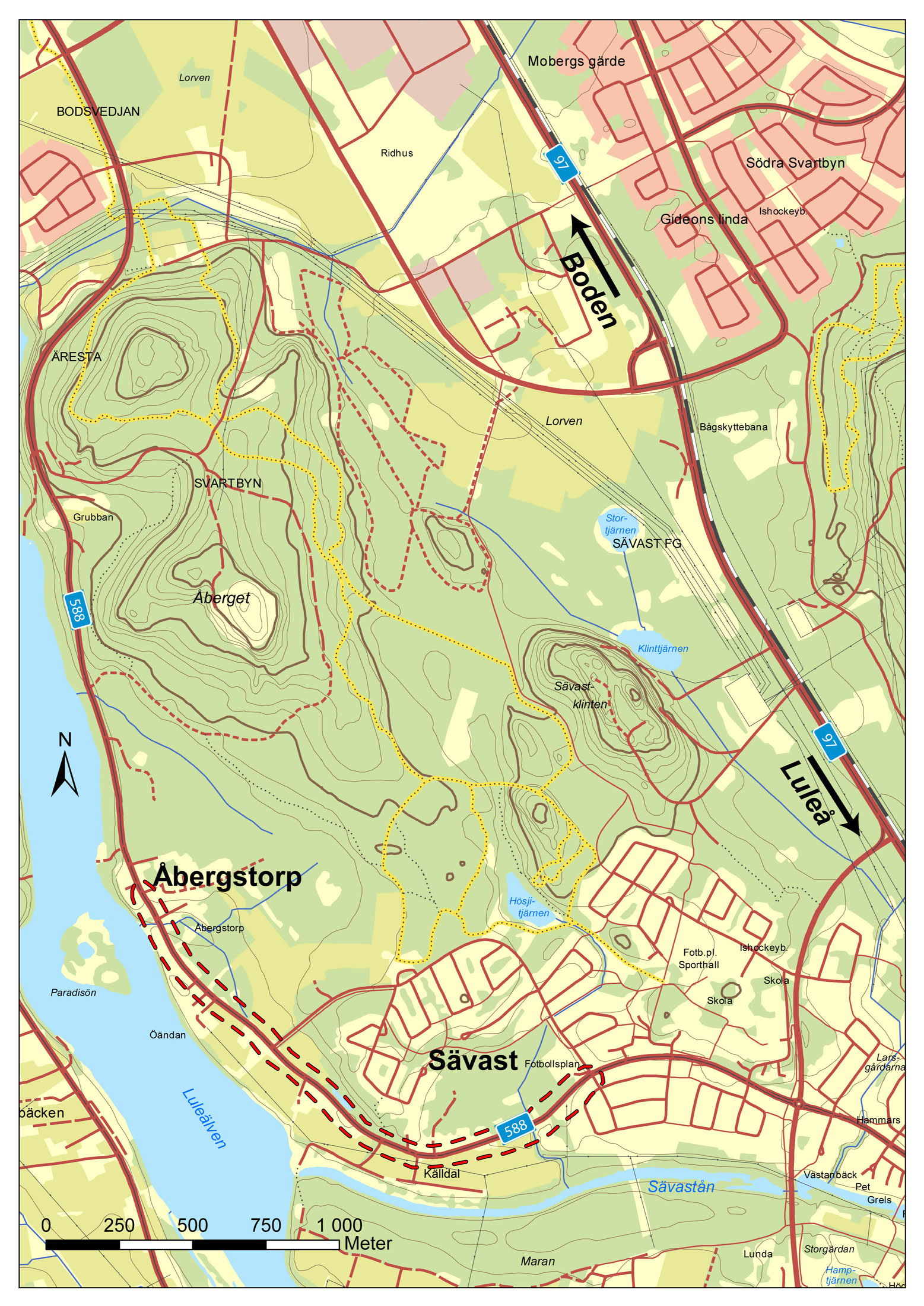 1. INLEDNING 1.1 Bakgrund och syfte Projektet omfattar området mellan Sävast och Åbergstorp i Bodens kommun, Norrbotten, en sträcka som mäter ca 3km.
