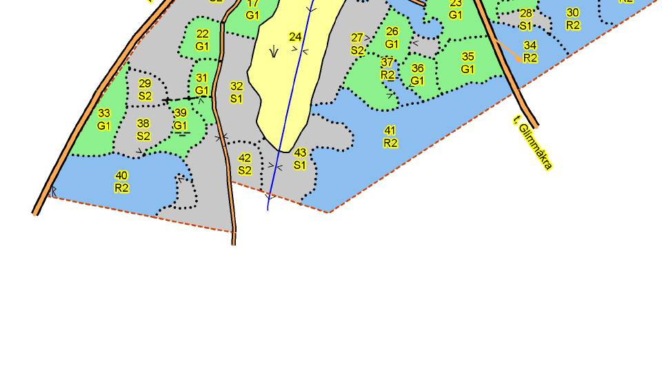 SKOGSKARTA Plan Marklunda 34:1 Församling Osby-Visseltofta Kommun Osby Län Skåne län Upprättad år 216 Planläggare LRF- K,Victor Nordell Utskriftsdatum 216-6-15 = 1 Hektar 1:8 45 m Symboler Linjer