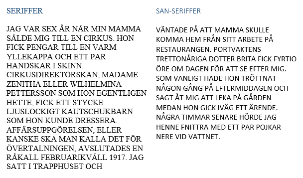 Slutligen fick respondenterna kommentera varje fråga med egna nyckelord om hur de uppfattade vissa faktorer inom typografin, samt hur de kände vid läsning.