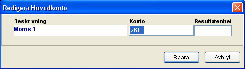 Gemensamma huvudkonton Gemensamma huvudkonton externförsäljning Här anges de konton som är gemensamma för alla avdelningar såsom kassa, kundfordran, bankgiro m.m. Kontrollera i din kontoplan vilka konton som skall anges.