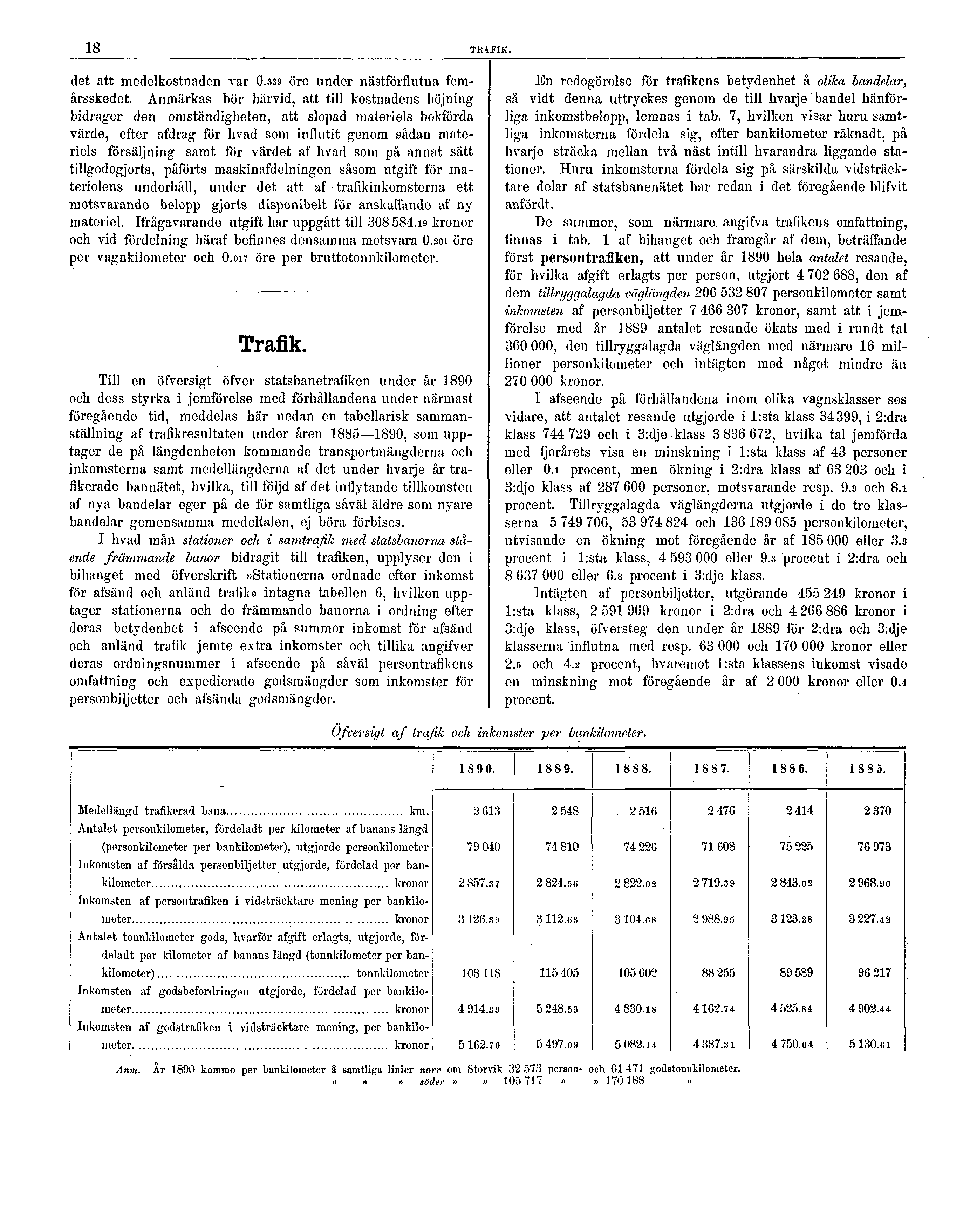 18 TRAFIK. det att medelkostnaden var O.339 öre under nästförflutna femårsskedet.