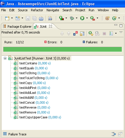 6 (6) JUnit-testning med eclipse Om du föredrar att använda eclipse finns motsvarande funktionalitet för testning även i detta verktyg.