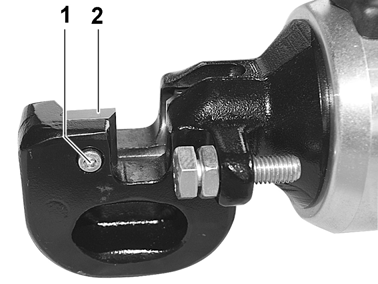 RCE Underhåll 8.2.2 Byta kniv Byt den fasta kniven Pos. Beteckning 1 Fästskruv 2 Fast kniv Genomföra förberedelser 1. Kör tillbaka tryckbulten helt. Detta görs genom att trycka på till-/från-brytaren.