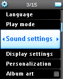 Ljudinställningar Ställ in din spelare så att den spelar musik med olika EQ-(equalizer) inställningar. 2 1 1 I huvudmenyn, välj Inställningar > Ljudinställningar.
