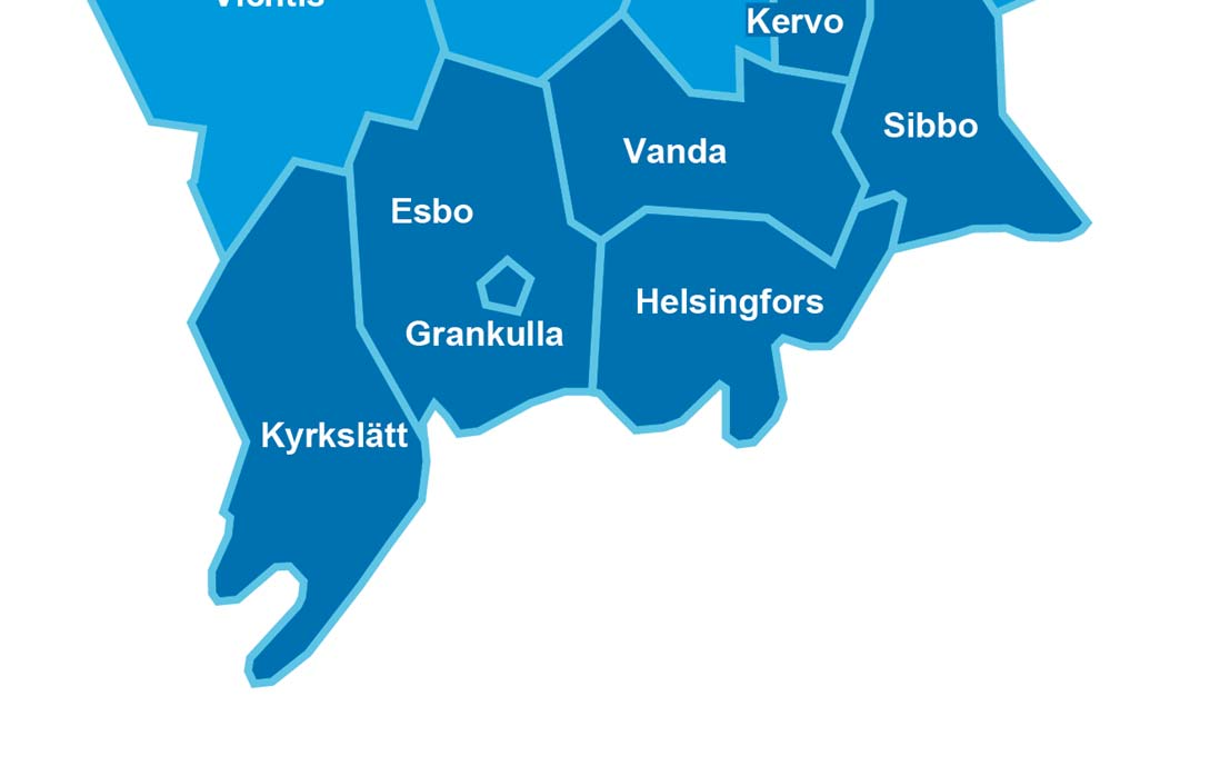 HRT:s samarbetsområde och utvidgning Grundades av 6 kommuner: Helsingfors, Esbo, Grankulla, Vanda, Kervo,