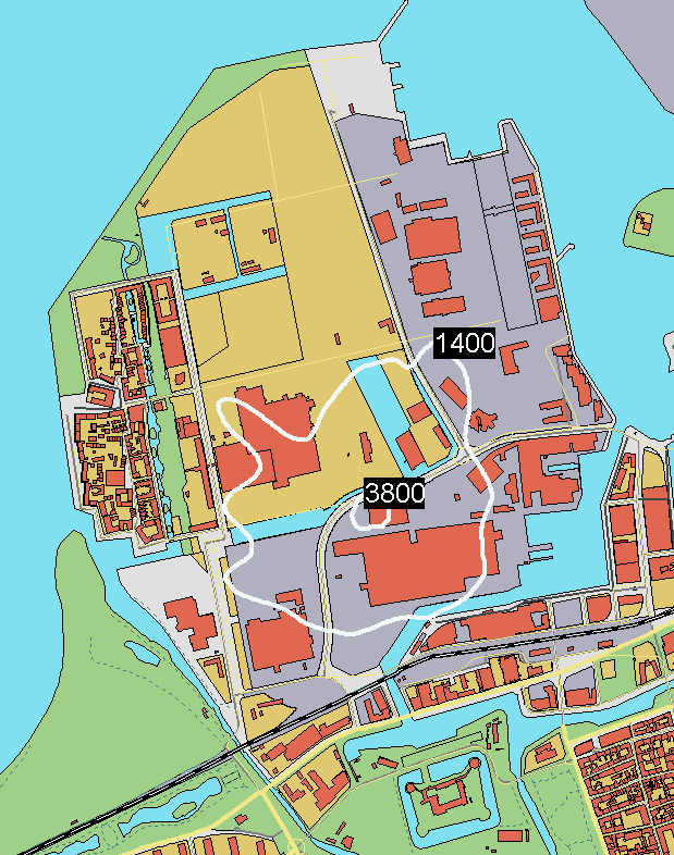 21 Kartläggning av luftkvalitén i Västra Hamnen vintern 2007/2008 Max 15 minutersvärde för ett Max 15 minutersvärde 99,9%-il Figur 23 Till vänster, beräknade max 15 minutersvärde för