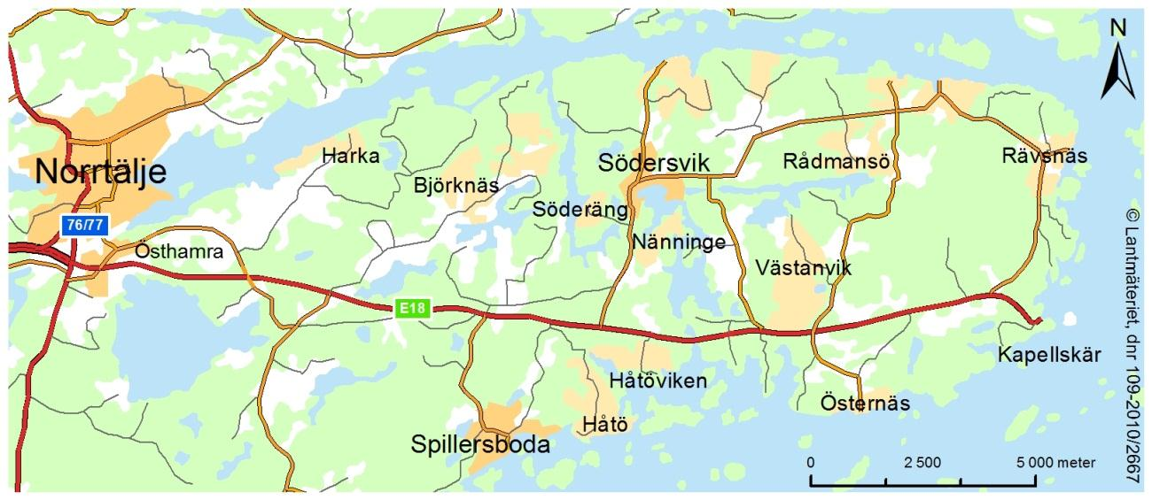 5 SAMMANFATTNING E18 ingår i det nationella stamvägnätet och utgör en del av den nordiska triangeln som binder samman Köpenhamn Oslo Stockholm Helsingfors.