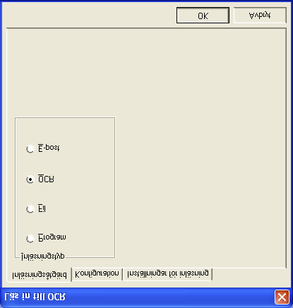 Läs in till OCR (ordbehandlingsprogram) Läs in till OCR omvandlar grafisk bilddata till text som kan redigeras i valfri ordbehandlare.