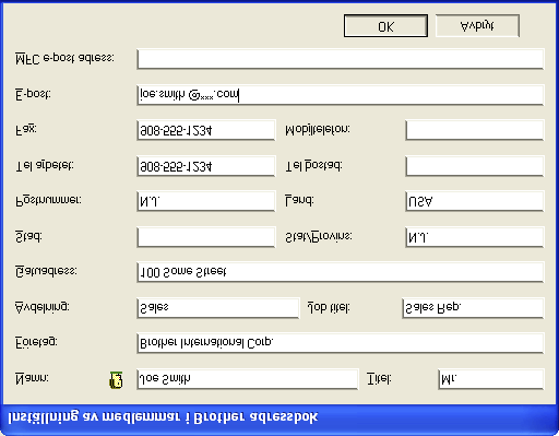 Programmera in en medlem i adressboken Du kan lägga till, redigera och radera information om medlemmar och grupper i dialogrutan Brother adressbok.