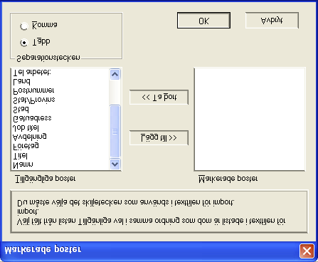 Importera till adressboken Du kan importera ASCII-textfiler (*.csv) eller Vkort (elektroniska visitkort) till adressboken. 1 Gå till adressboken och välj Fil, markera Importera och klicka på Text.