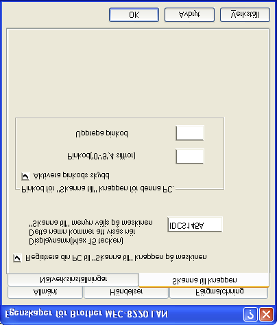 3 Klicka på fliken Skanna till knappen i dialogrutan och ange PC-namnet i fältet Displaynamn. Det namn du anger visas på maskinens display. Grundinställningen är ditt PC-namn.