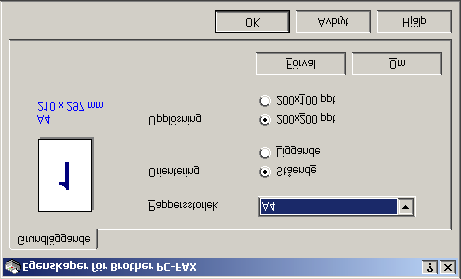 PC-Fax-inställningar Brother PC-Fax Faxupplösning Fin (200 200) 1 Klicka på knappen Faxalternativ om du vill välja ett nytt faxalternativ.