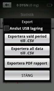 3.1. Exportera statistik För en enkel och problemfri export av data är det viktigt att du följer dessa anvisningar noggrant när du skall exportera data till din PC.