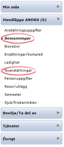 När ska nyanställningar och när ska bemanningar användas? Både förlängningar av befintliga anställningar och skapande av nya anställningar sköts via Primula självservice under menyn Handlägga andra.