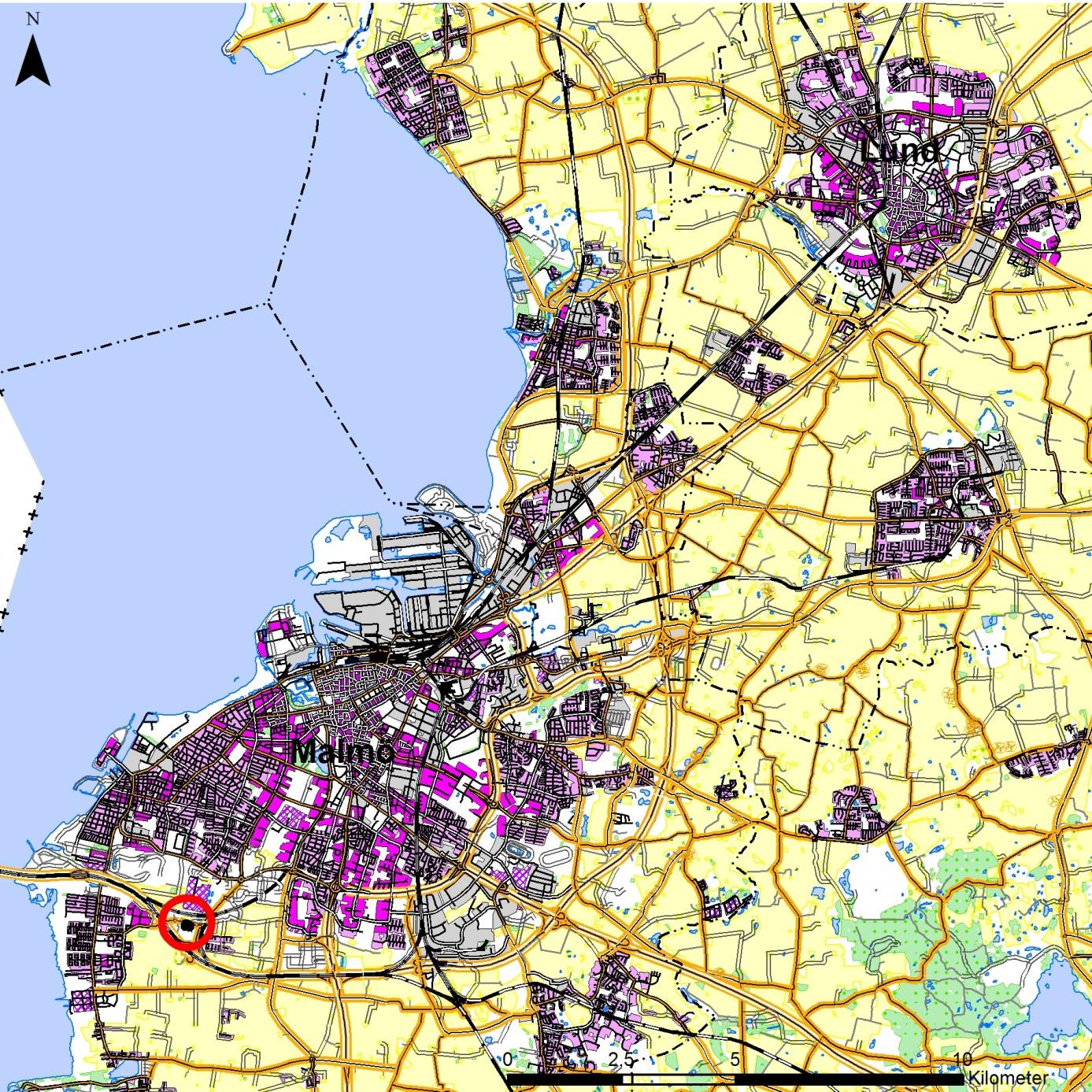 Figur 1. Skåne. Malmö kommun markerat med blått.