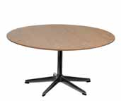 Rondo Bord Table Tisch Material Bordsskiva: Ek eller vitlaminat. Underrede: 4 eller 5-stjärnig aluminiumfot klarlack, vit eller svart. Table top: Oak or white laminate.