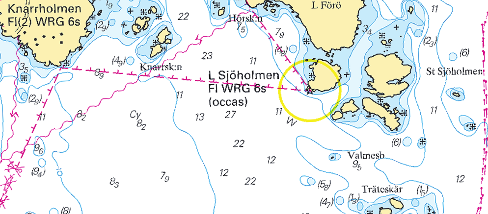 12 Kattegatt / Kattegat * 7428 Sjökort/Chart: 931, 9313 Sverige. Kattegatt. S om Göteborg. Lilla Förö. Fyren Lilla Sjöholmen. Ombyggnation.