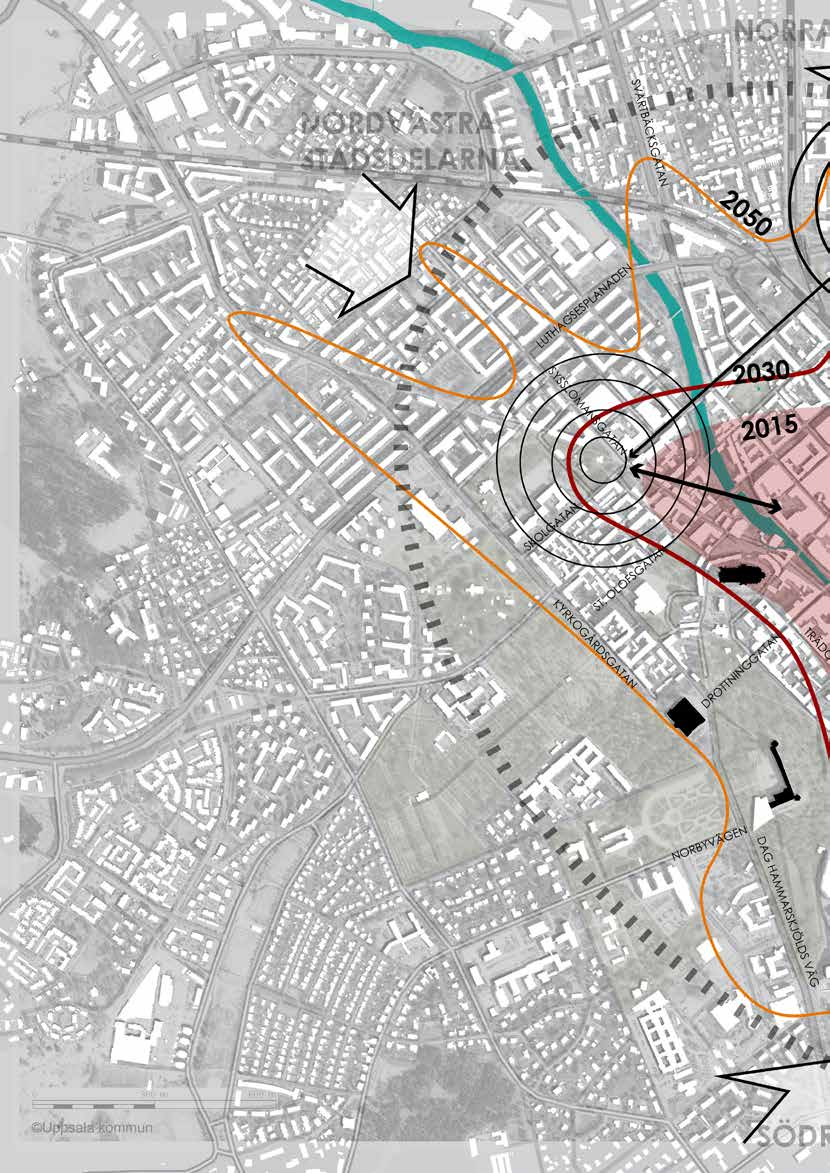 Utgångspunkter för stadsliv Utveckla centrala staden med attraktiva och flexibla mötesplatser för alla Prioritera centrala staden för gående och vistelse Sammankoppla stadens centrala delar i ett mer