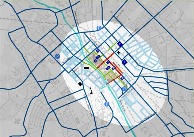 P God framkomlighet bil Ny parkeringsanläggning P Kollektivtrafik prioriteras, ingen biltrafik Bef parkeringsgarage Shared space Anpassad framkomlighet Södra uppgången vid Resecentrum är ett annat