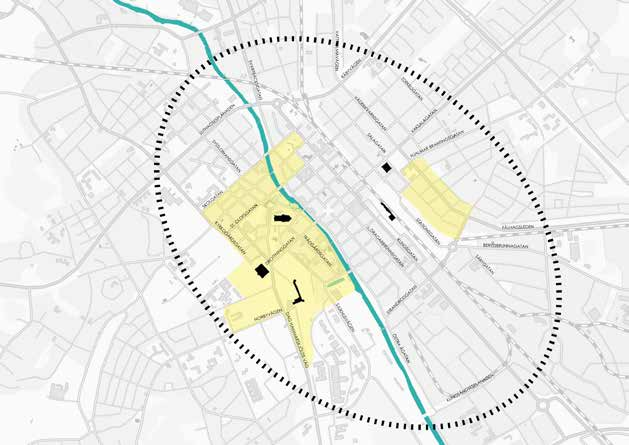 Karta som visar områden med värdefull kulturmiljö som ska göras mer levande och tillgänglig. Inriktning Stadens värdefulla kulturmiljö ska värnas och göras mer levande och tillgänglig.