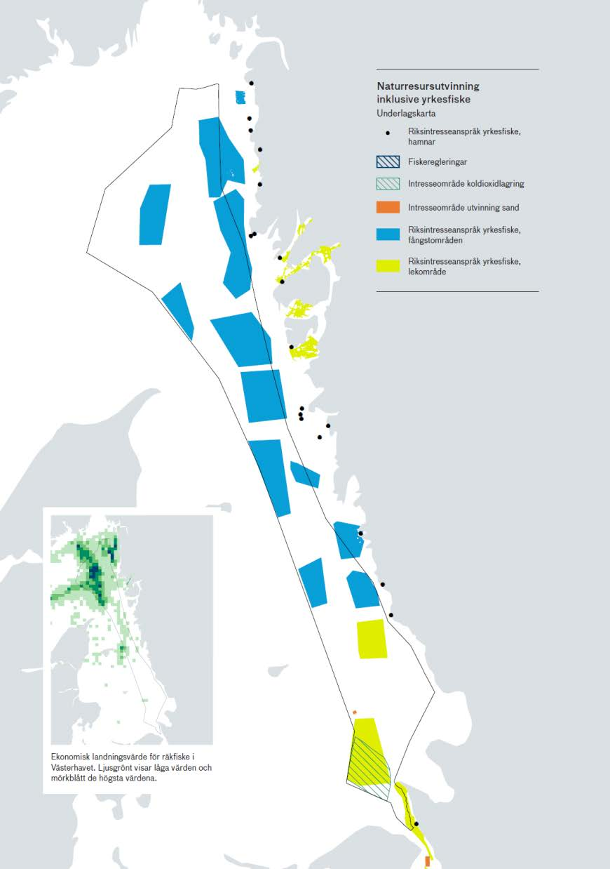 Underlagskartan Riksintresse: Yrkesfiske av tre olika typ (Fiskeriverket 2006)