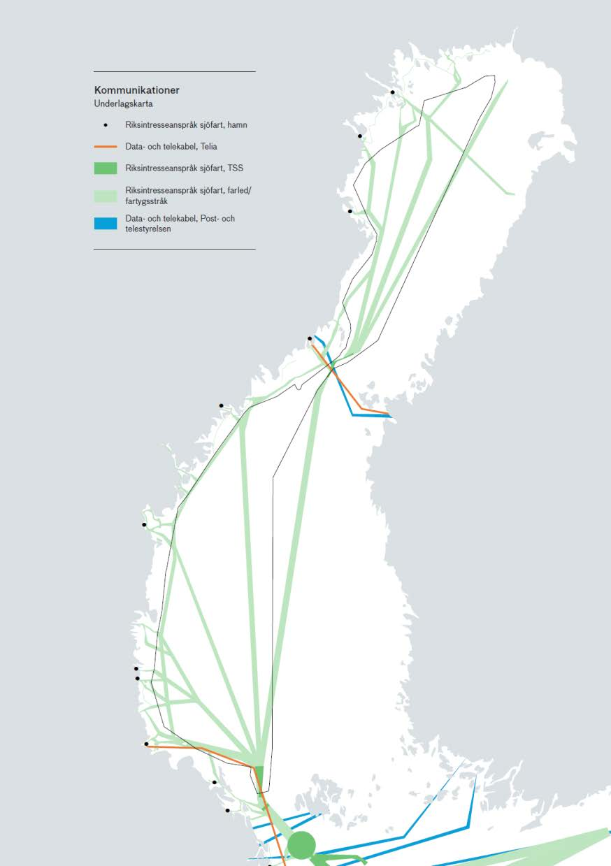 Underlagskartan Riksintresse sjöfart Sjöfartens nya anspråk