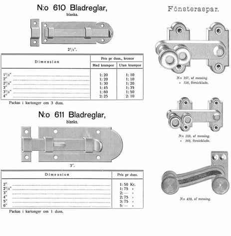 10. INNANFÖNSTERBESLAG Beslag Artikelnummer Sid Innanfönsterskruv 5064 102 Gångjärn 5030, 5031, 5107, 5108 101 Stängningsbeslag 2-luft 5070, 5080, 5081 102, 103 Stängningsbeslag 1-luft 5081, 5169,