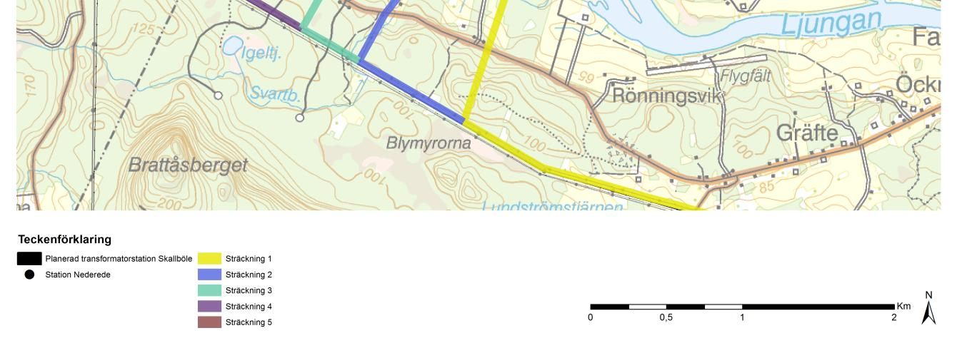 Figur 10. Detaljkarta över Nederede station och sträckningar. 3.4.