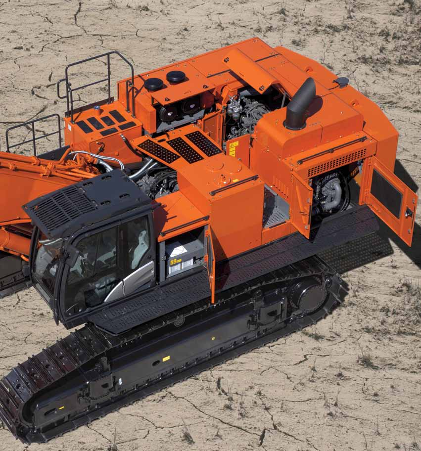 ZX870-5 UNDERHÅLL Som alla nya Hitachi stora grävmaskiner, har ZAXIS 870 konstruerats med många lätt tillgängliga och bekväma funktioner för att möjliggöra snabba rutinunderhåll och underlätta