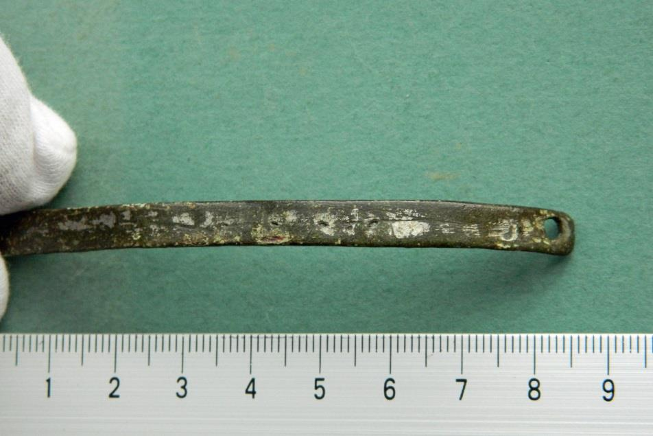 Figur 6. Fnr 2, beslag i L 103. falanger. Lagret innehöll inget kol, och var endast svagt sotfärgat.