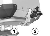 z Tillbehör Montering av aluminiumtoppbox 9 109 Placera aluminiumtoppboxen på hållaren och skjut den framåt tills fästena på hållaren 2 och på aluminiumtoppboxen 1 hakar